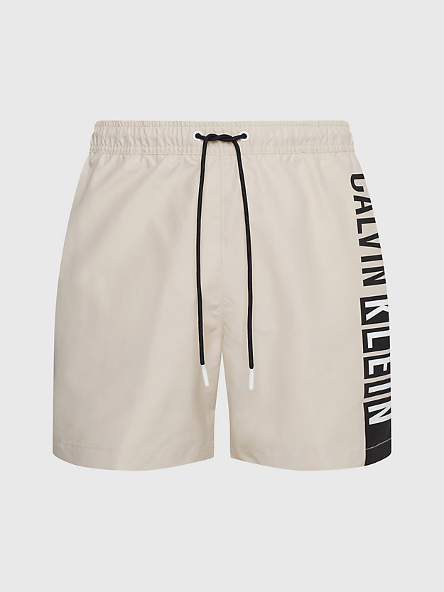 stony beige medium drawstring swim shorts - intense power for men calvin klein