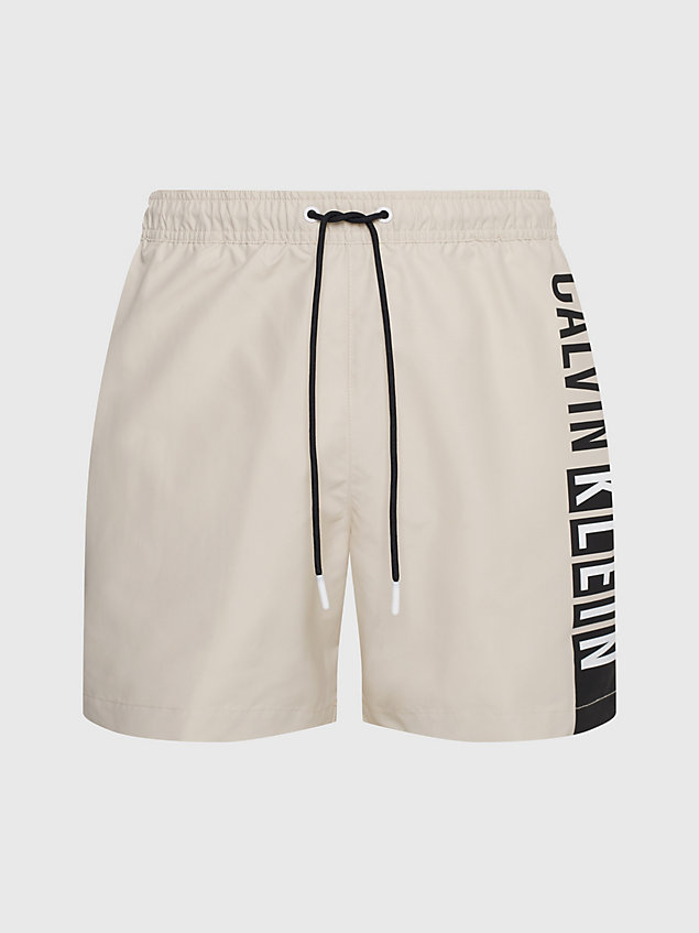 beige medium drawstring swim shorts - intense power for men calvin klein