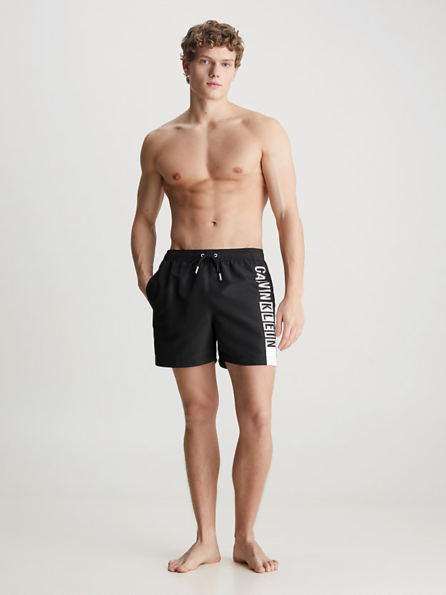 pvh black medium drawstring swim shorts - intense power for men calvin klein
