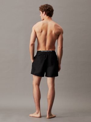 pvh black double waistband swim shorts - intense power for men calvin klein