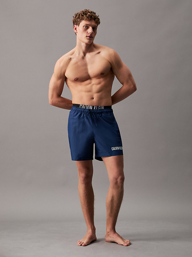 signature navy double waistband swim shorts - intense power for men calvin klein