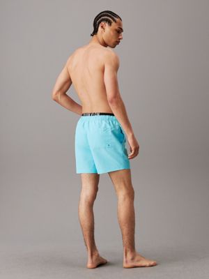 blue punch double waistband swim shorts - intense power for men calvin klein