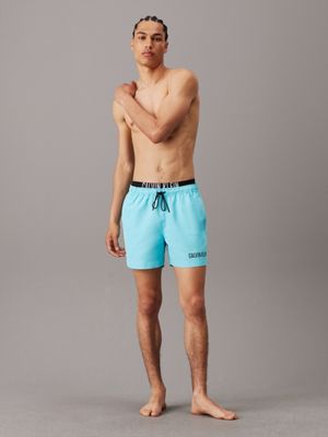 blue punch double waistband swim shorts - intense power for men calvin klein