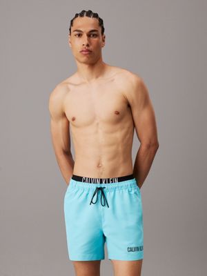 blue double waistband swim shorts - intense power for men calvin klein