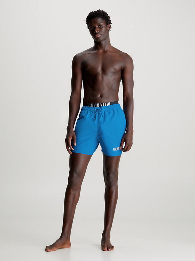 faience blue double waistband swim shorts - intense power for men calvin klein