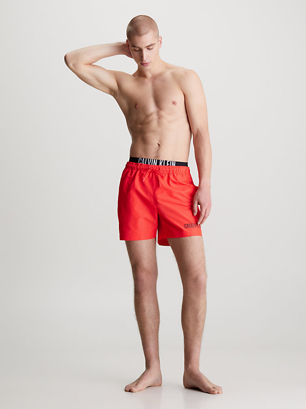 hot heat double waistband swim shorts - intense power for men calvin klein