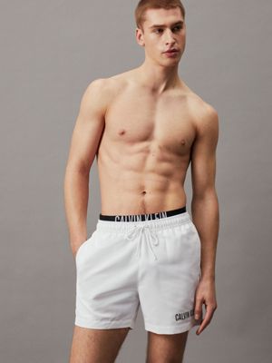 white double waistband swim shorts - intense power for men calvin klein