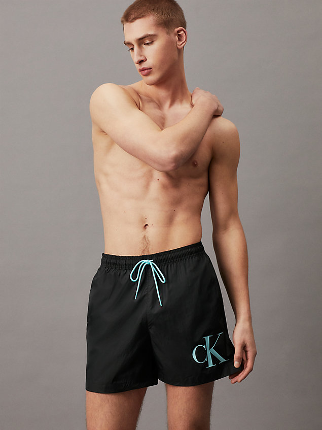 black medium drawstring swim shorts - ck monogram for men calvin klein