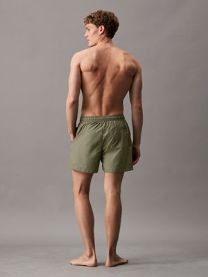 dusty olive medium drawstring swim shorts - ck monogram for men calvin klein