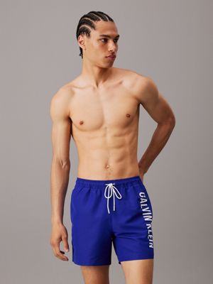 blue medium drawstring swim shorts - intense power for men calvin klein