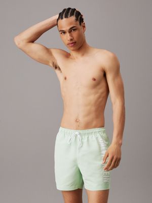 green medium drawstring swim shorts - intense power for men calvin klein