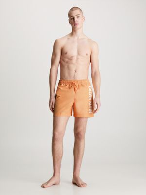 buff orange medium drawstring swim shorts - intense power for men calvin klein