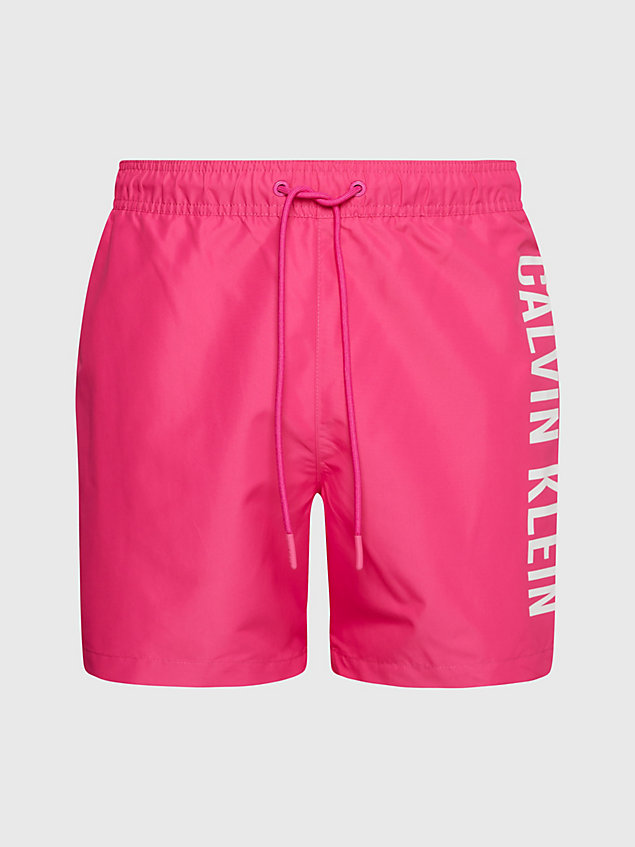 pantaloncini da bagno con cordoncino medio - intense power pink da uomini calvin klein