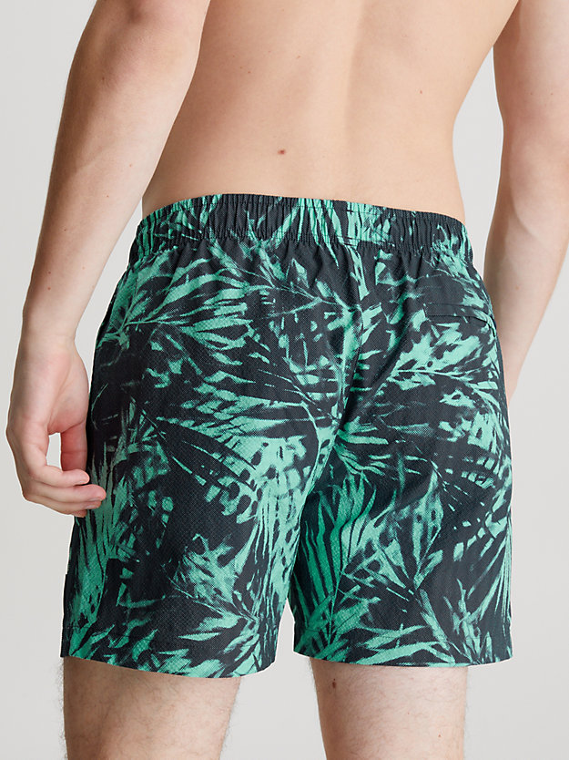 ck palm navy tex aop medium drawstring swim shorts - ck prints for men calvin klein