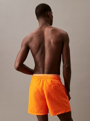 vibrant orange double waistband swim shorts - pride for men calvin klein