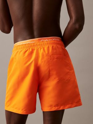 vibrant orange double waistband swim shorts - pride for men calvin klein