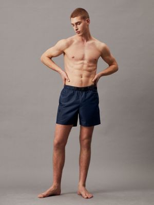 blue medium drawstring swim shorts for men calvin klein