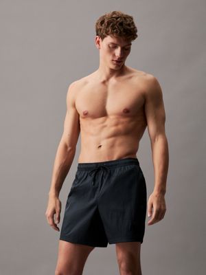 black ripstop medium drawstring swim shorts for men calvin klein