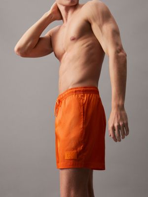 deep saffron ripstop medium drawstring swim shorts for men calvin klein