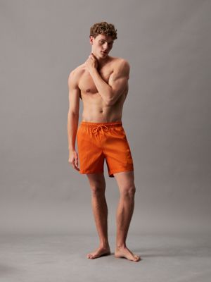 deep saffron ripstop medium drawstring swim shorts for men calvin klein