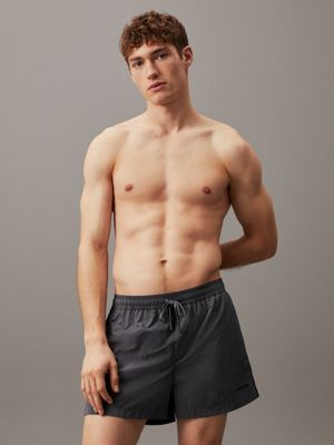 grey short drawstring swim shorts - ck refined tape for men calvin klein