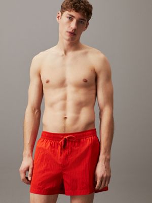 red short drawstring swim shorts - ck refined tape for men calvin klein