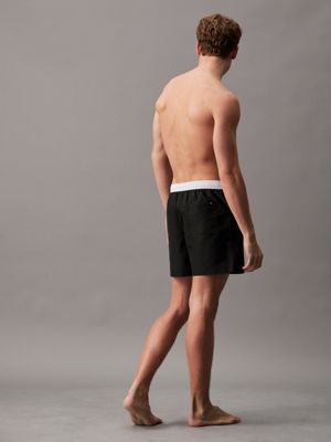 pvh black medium drawstring swim shorts - ck monogram for men calvin klein