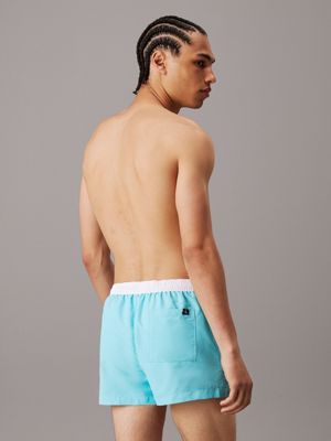 blue punch short drawstring swim shorts - ck monogram for men calvin klein