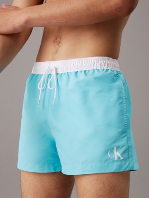 blue punch short drawstring swim shorts - ck monogram for men calvin klein