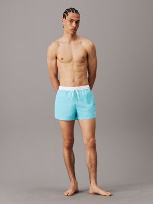 blue punch short drawstring swim shorts - ck monogram for men calvin klein