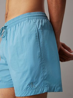 adriatic blue medium drawstring swim shorts - ck monogram for men calvin klein