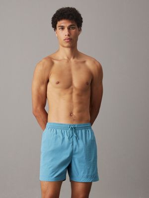 desaturated blue medium drawstring swim shorts - ck monogram for men calvin klein