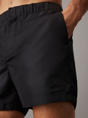 pantaloncini da bagno corti con fascia in vita doppia - ck monogram pvh black da uomini calvin klein