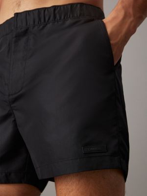 pvh black double waistband swim shorts - ck monogram for men calvin klein