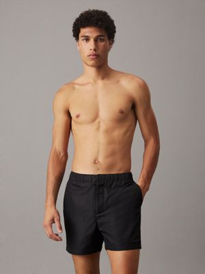 black double waistband swim shorts - ck monogram for men calvin klein