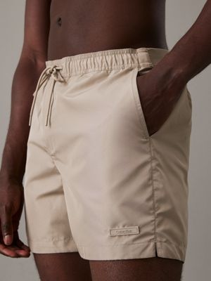 vintage khaki medium drawstring swim shorts - ck refined for men calvin klein