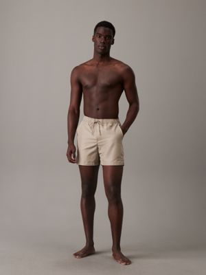 vintage khaki medium drawstring swim shorts - ck refined for men calvin klein