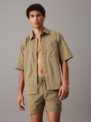 olive green beach shirt - ck monogram for men calvin klein