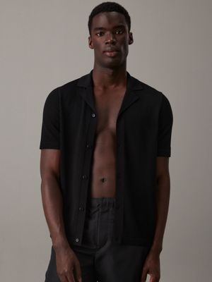 black sheer knit beach shirt for men calvin klein