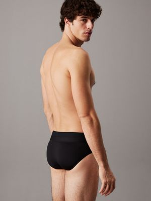 pvh black double waistband swim briefs - ck refined for men calvin klein