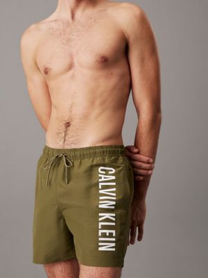 burnt olive medium drawstring swim shorts - intense power for men calvin klein jeans