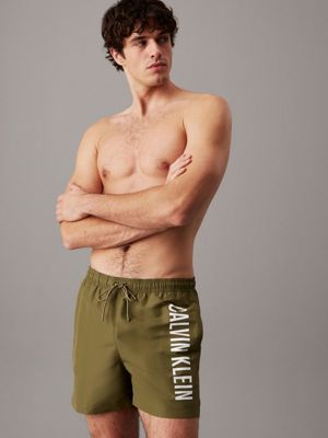 green medium drawstring swim shorts - intense power for men calvin klein jeans