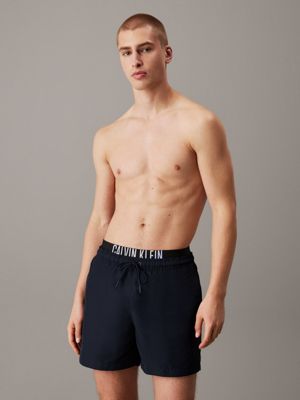 blue double waistband swim shorts - intense power for men calvin klein jeans