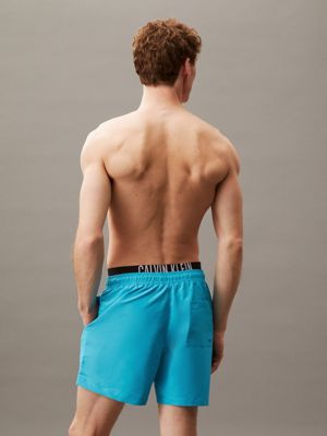 bash blue double waistband swim shorts - intense power for men calvin klein jeans