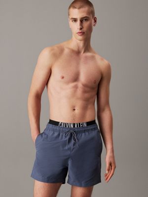 grey double waistband swim shorts - intense power for men calvin klein jeans