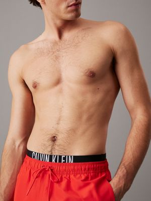 flaming chili double waistband swim shorts - intense power for men calvin klein jeans