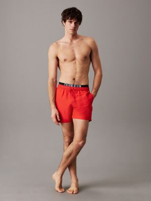 flaming chili double waistband swim shorts - intense power for men calvin klein jeans