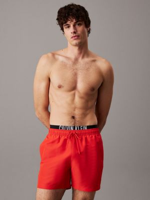 red double waistband swim shorts - intense power for men calvin klein jeans