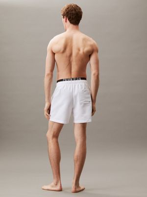 pvh classic white double waistband swim shorts - intense power for men calvin klein jeans