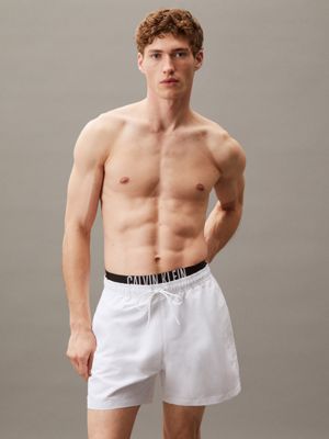 white double waistband swim shorts - intense power for men calvin klein jeans